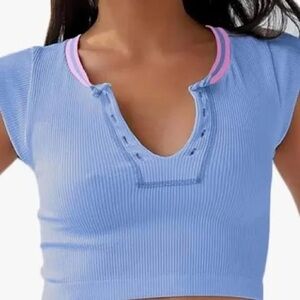 Urban outfitters Blue Ribbed crop top